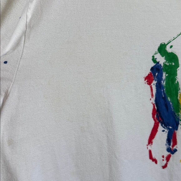 XL White Polo Ralph Lauren Big Pony Splatter T-shirt - Picture 4 of 8
